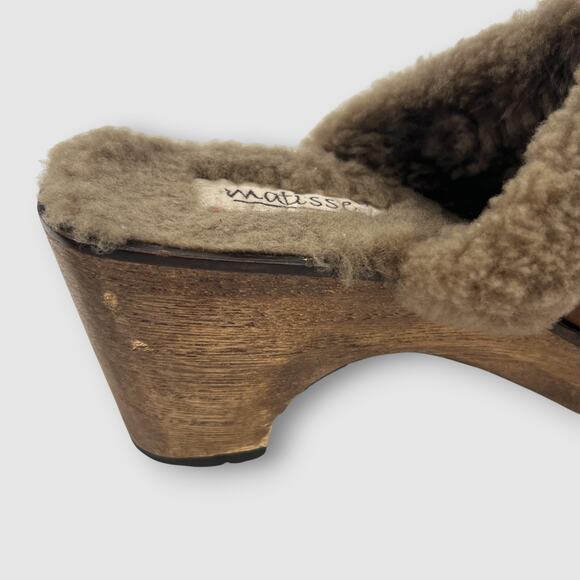 Y2k Vintage Matisse Ava Shearling Lined Leather Clog Heels Size 8 - Picture 9 of 10